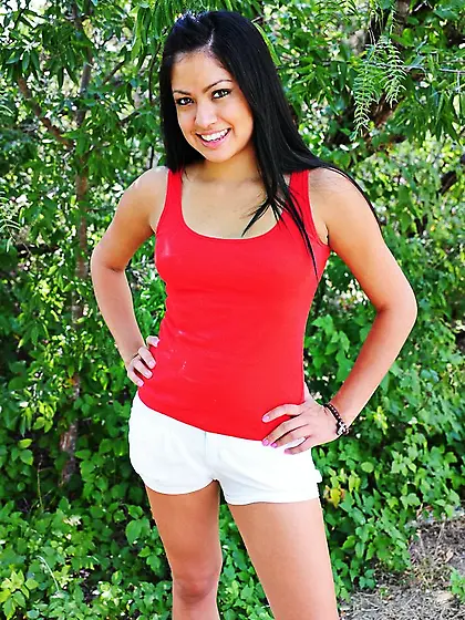 Bootylicious brunette Cierra Spice stripping white shoerts and s