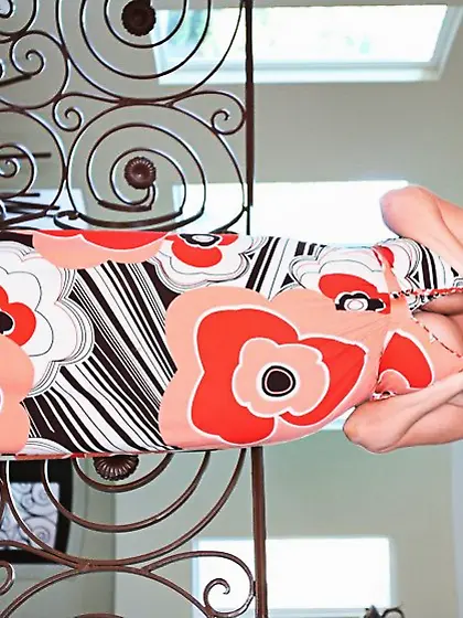 Busty blonde momma Karen Fisher in pink sexy lace underwear gett