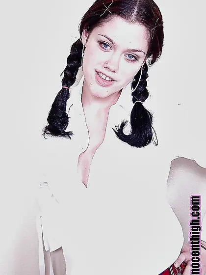 Twin-tailed college girl takes off uniform to show perky tits hi