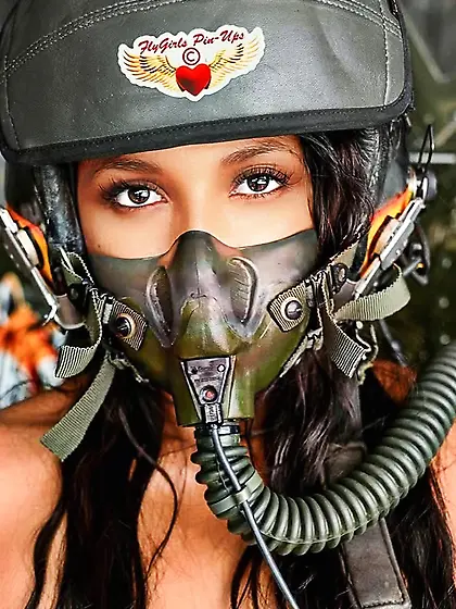 Jet Pilot Girl in Oxygen Mask