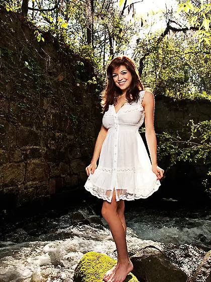 Natural auburn haired model