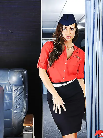 Eye-candy stewardess tries to seduce married flight attendant an