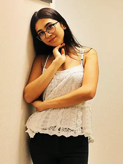 White teen black hair