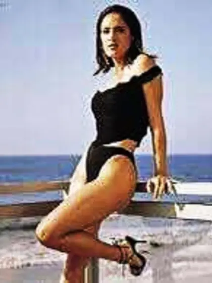 Salma Hayek in a blakc swimsuit - 2002