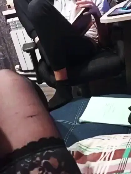 Son with the aunty in her garden house