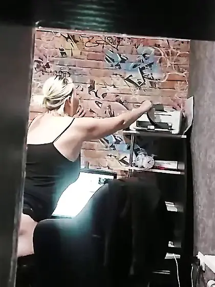 Son with the aunty in her garden house