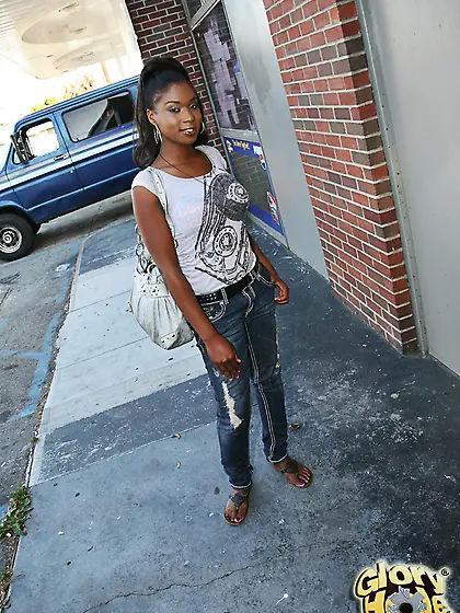 Naughty black doll Candy Stick is rubbing the pussy and also eat