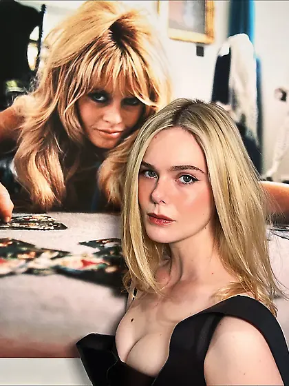 Elle Fanning in a black dress