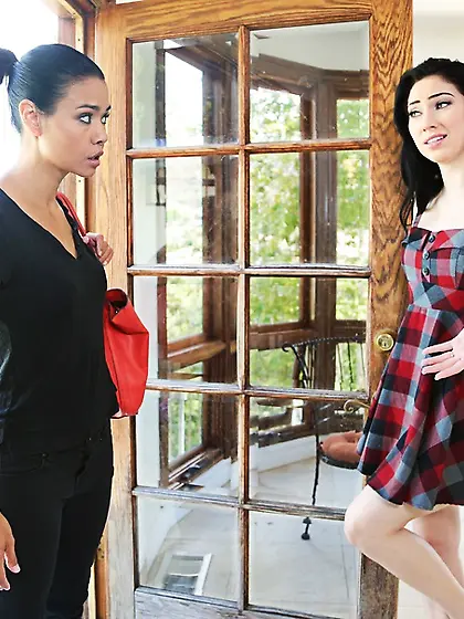 Tattooed brunette black babe