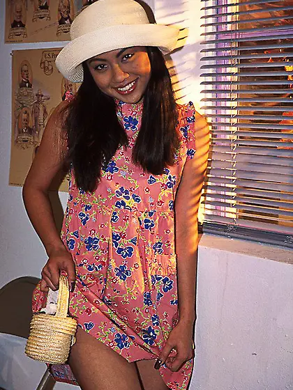 Oriental schoolgirl Jade Marcela strips naked and takes dick in