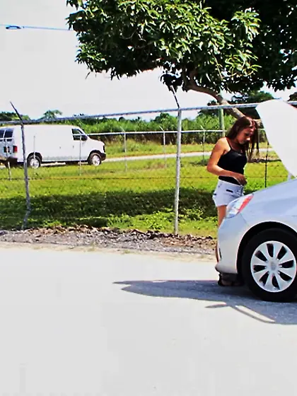 Brunette teen white shorts