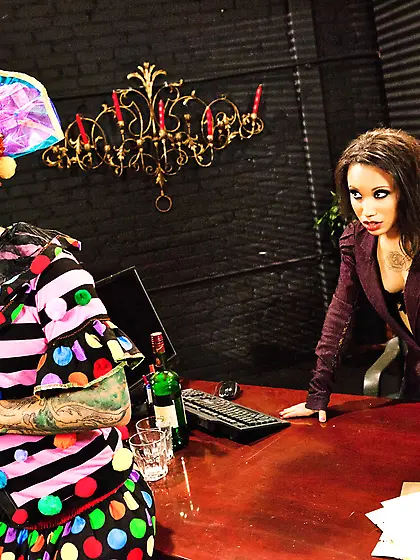 Horny ebony fun clown