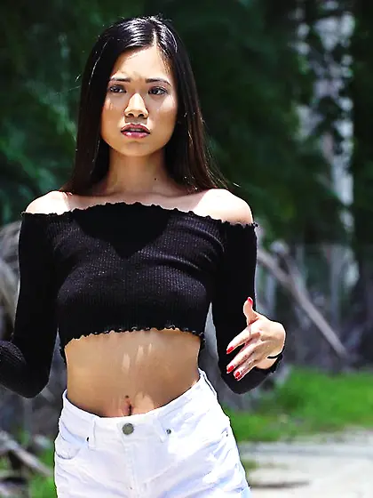 Asian tied helpless pain