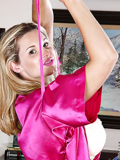 American tanned sexy blonde mom