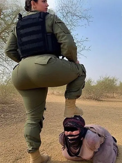 IDF Israeli Woman Steps On Muslim Slave
