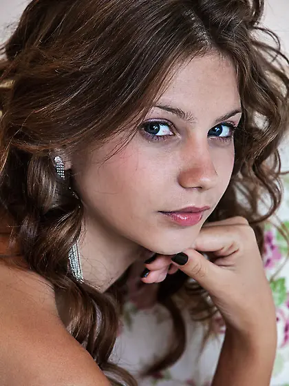 Pretty brunette girl wakes