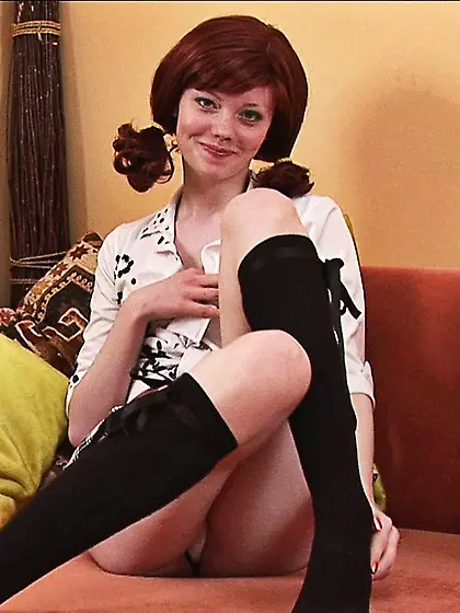 Redhead teen dildo masturbation