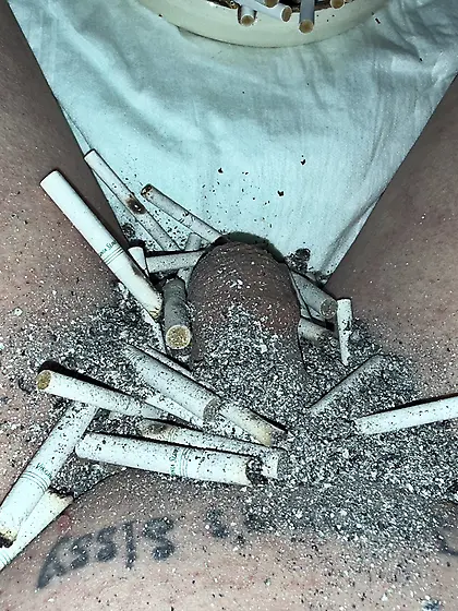 Sissy’s weekly ashtray- sissy couldn’t cum!