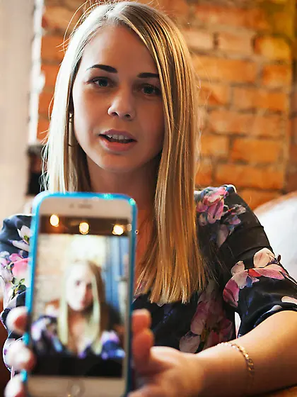 Busty blonde with a natural bush decides to get naked on camera