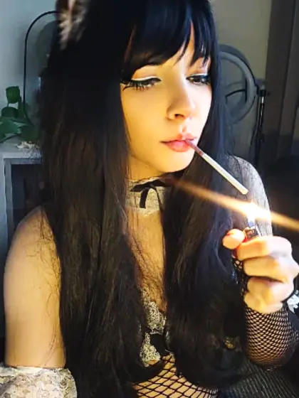 Goth Cat Maid smoking