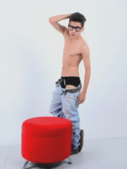 Brunette Young Man Andy Striptease.