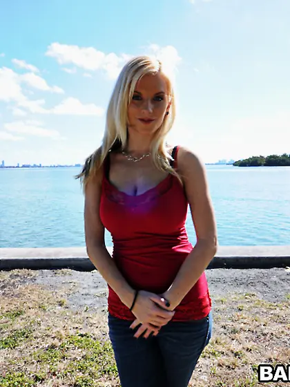 Haley Cummings takes her sexy red lingerie off and blows her lov