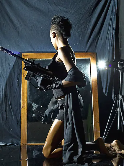 This dangerously sexy ebony chick will impress you for sure,  wha