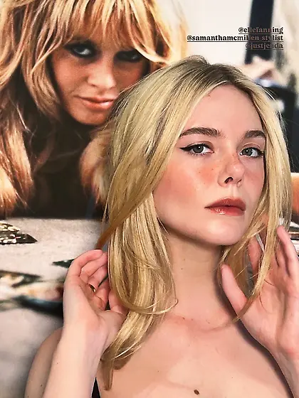 Elle Fanning in a black dress