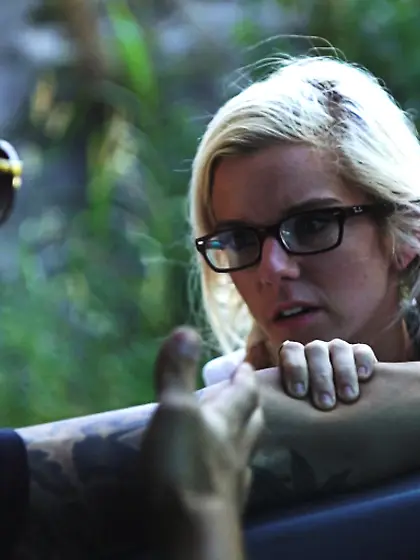 Inked blonde teeny plaits