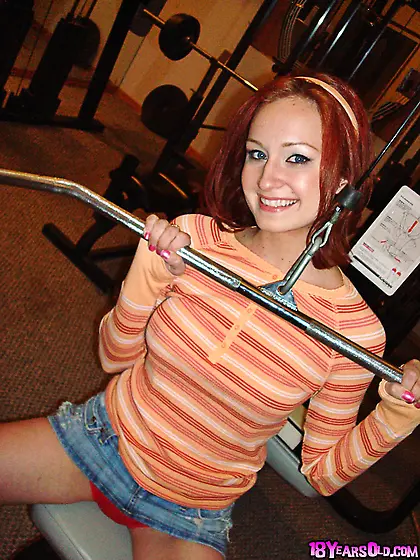 Workout pale redhead smiles