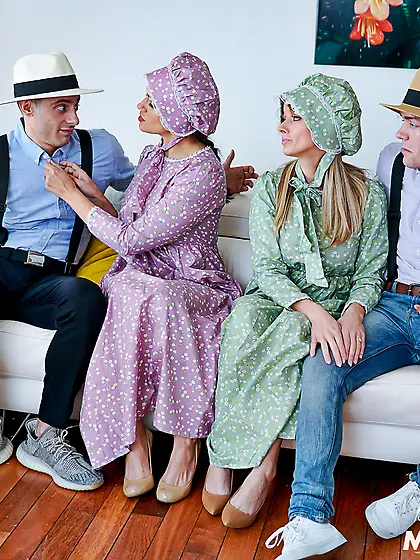 Amish sluts enny Barber and Pristine Edge get fucked balls deep