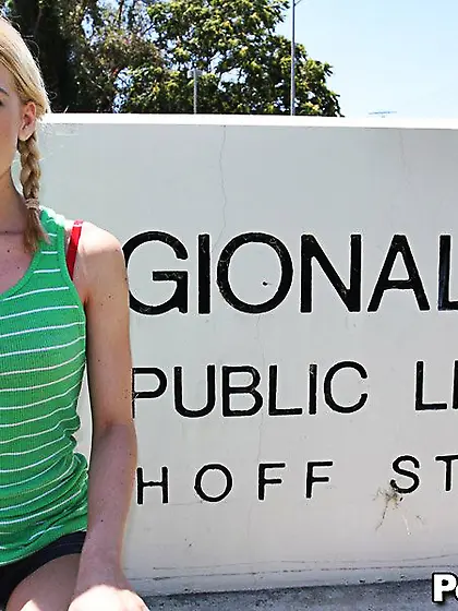 Lewd pigtailed blonde Nikki James in red lingerie blows cock and