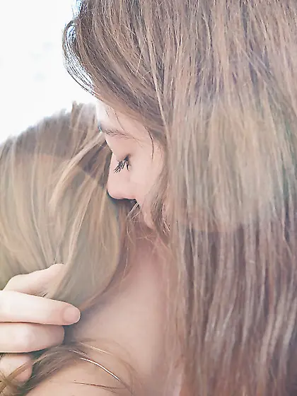 Flexible cute lesbians kissing