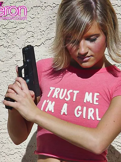 Cute and sexy blonde babe Princess Cameron takes off her pink to