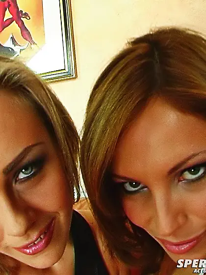 Brunettes fun exchanging fresh