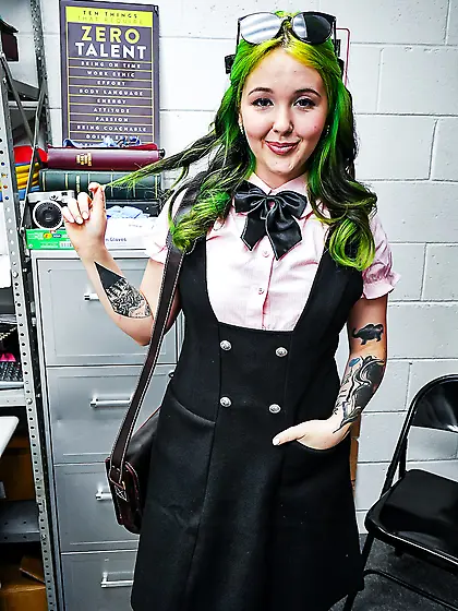 Naughty schoolgirl Aveena Axel gets fucked by cocky security gua