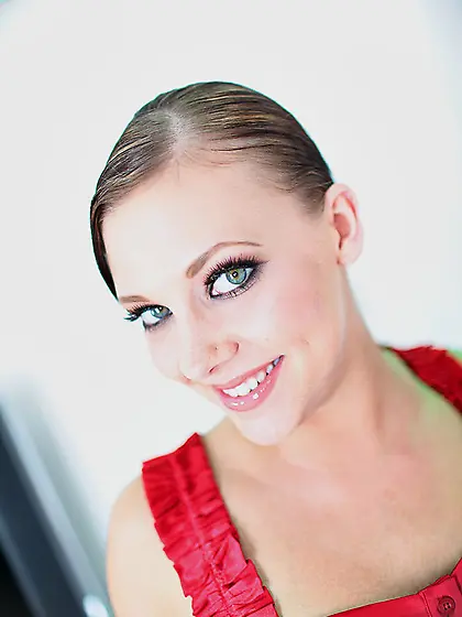 Mila Mason with beautiful playful eyes has fun with juicy dick f