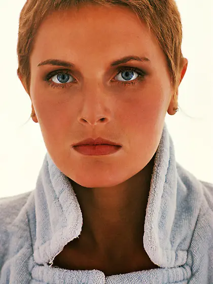 Blue-eyed blonde seductress blue