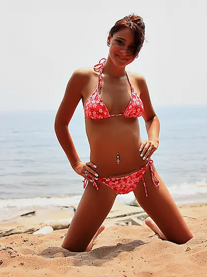 Annabelle Angel takes her sexy pink lingerie off and shows us he