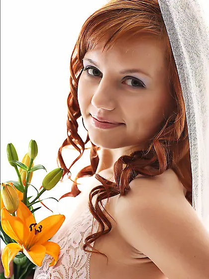 Redhead teenager Solana A is showing her white lingerie body fro