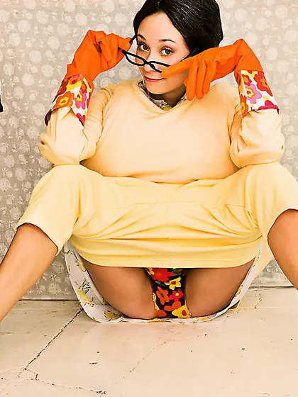 Blue-eyed black-haired tease costume