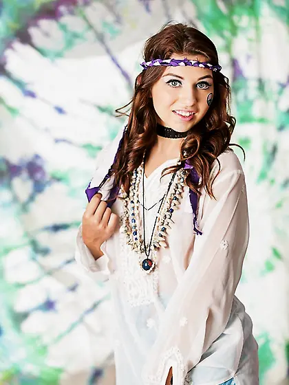 Cute hippie girl strips