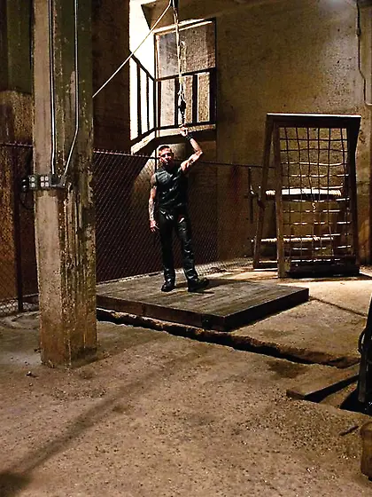 Bearded man tied fucked