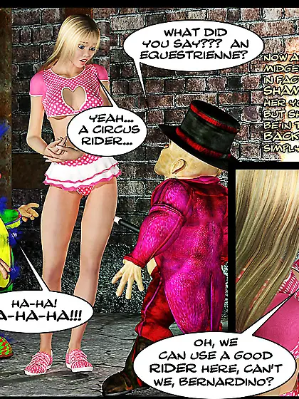 Circus freaks tie busty