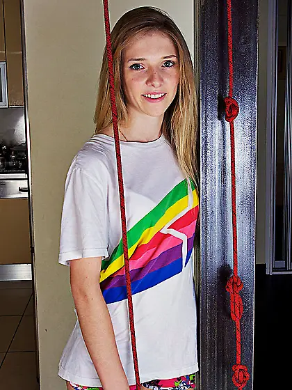 Blonde rainbow t-shirt balance