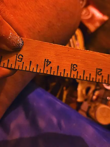 Stuck yard stick in my pussy to see how deep it go