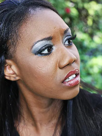 Ebony skinny gangbang