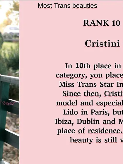 10th Miss T World Category : Cristini COUTO