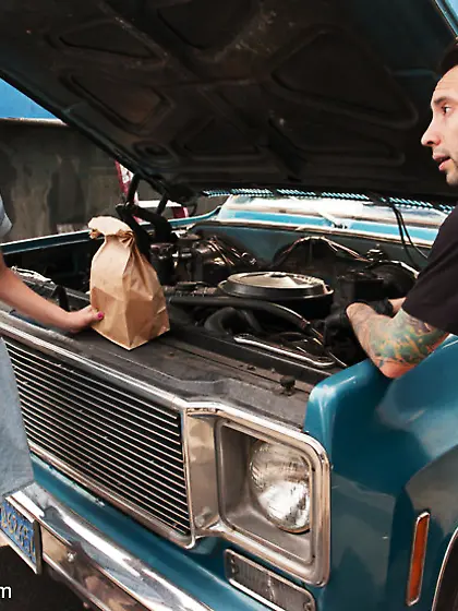 Randy mechanic cute blonde