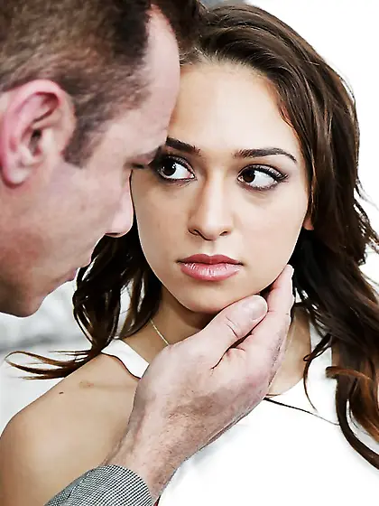 Male plays bondage and blindfold game with tiny wife before fuck